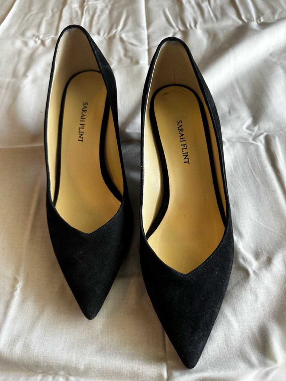 Sarah Flint Black Suede Pointed-Toe Heels